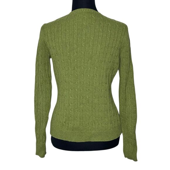 Eddie Bauer Women’s Cable Knit Cotton Cardigan Sweater Green | Size Medium - Picture 3 of 8